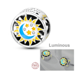 Sterling Silver 925 Luminous - Day / Night, Sun / Moon, Bead clip on bracelet universe