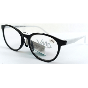 Berkeley Reading dioptric glasses +2.0 plastic black white side frames 1 piece MC2253