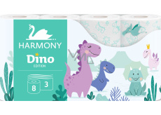 Harmony Kids Dino Unscented Toilet Paper 17,5 m 3 ply 8 pieces