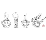 Charm Sterling Silver 925 United Sister Hearts, 2-in-1 Split Pendant for Family Bracelet