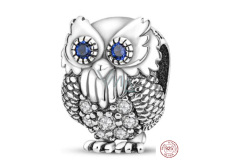 Charm Sterling silver 925 Owl - owl, wisdom, science, knowledge, bead on bracelet animal