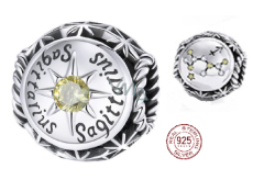 Charm Sterling silver 925 Zodiac sign, cubic zirconia Sagittarius, bead for bracelet