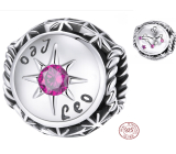 Charm Sterling silver 925 Zodiac sign, cubic zirconia Leo, bead for bracelet