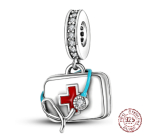 Charm Sterling silver 925 Doctor first aid kit and stethoscope, pendant on bracelet job