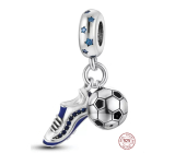 Charm Sterling silver 925 Football charm, ball and soccer cleats 2in1, pendant on bracelet sport