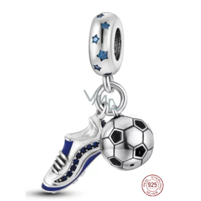 Charm Sterling silver 925 Football charm, ball and soccer cleats 2in1, pendant on bracelet sport