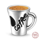 Sterling silver 925 Coffee lovers cup, bead for bracelet, food and drink
