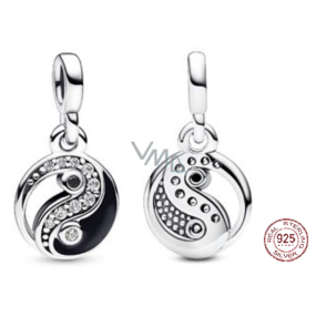 Charm Sterling Silver 925 Yin and Yang - Mini Medallion Shimmering, Pendant Bracelet Symbol