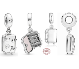 Charm Sterling silver 925 Suitcase opening, travel bracelet pendant