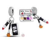 Charm Sterling silver 925 Chic style - lipstick, painting, brush 3in1, bracelet pendant interests