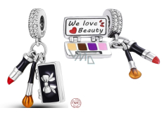 Charm Sterling silver 925 Chic style - lipstick, painting, brush 3in1, bracelet pendant interests