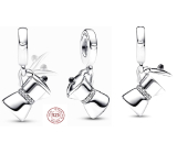 Charm Sterling silver 925 Coffee pot, openable bracelet pendant, food and drink