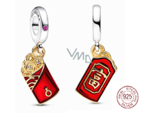 Charm Sterling Silver 925 Red Envelope - Wealth Pendant Bracelet Symbol