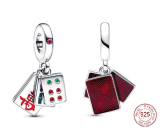 Charm Sterling silver 925 Three tiles Mahjong 3in1, pendant on bracelet symbol