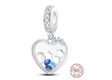 Charm Sterling silver 925 Celestial heart, love bracelet pendant