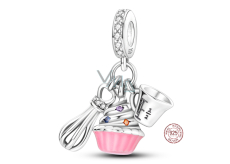 Charm Sterling silver 925 For baking lovers, 3in1 food bracelet pendant