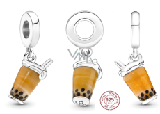 Charm Sterling Silver 925 Bubble Tea - Milk Tea, Bracelet Pendant, Food & Drink