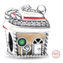 Charm Sterling silver 925 Gingerbread house, bead for bracelet Christmas