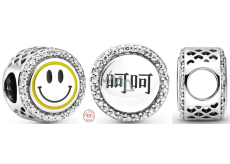 Sterling silver 925 Talisman sparkly smiley bead on bracelet symbol