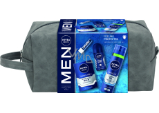 Nivea Men Feeling Protected Protect & Care aftershave balm 100 ml + Protect & Care shaving gel 200 ml + Protect & Care antiperspirant roll-on 50 ml + Labello for Men Active Care lip balm 4.8 g + cosmetic bag, cosmetic set for men