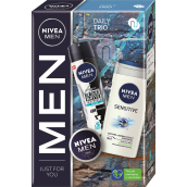 Nivea Men Daily Trio Creme cream 30 ml + Invisible Black & White Fresh antiperspirant deodorant spray 150 ml + Sensitive 3in1 shower gel 250 ml, cosmetic set for men
