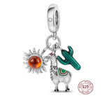 Charm Sterling silver 925 Peru - Lama, cactus, sun 3in1, travel bracelet pendant