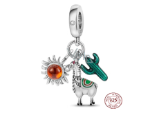 Charm Sterling silver 925 Peru - Lama, cactus, sun 3in1, travel bracelet pendant