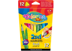 Colorino 2in1 Markers double-sided brush and thin tip 12 colours