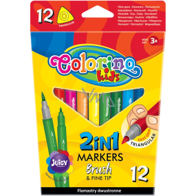 Colorino 2in1 Markers double-sided brush and thin tip 12 colours