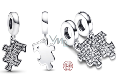 Charm Sterling silver 925 Glittering puzzle piece, friendship bracelet pendant