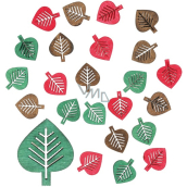 Wooden leaves coloured 2 cm 24 pieces