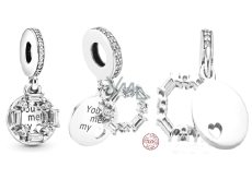 Charm Sterling silver 925 Ice carving - You melt my heart, love bracelet pendant