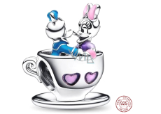 Charm Sterling silver 925 Disney Disneyland Donald Duck and Daisy in a cup, bead for bracelet