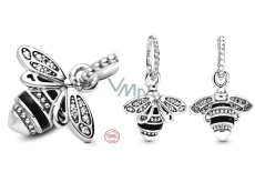Charm Sterling silver 925 Queen Bee shimmering, animal bracelet pendant