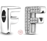 Sterling silver 925 Alphabet letter F, bracelet bead