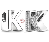 Charm Sterling silver 925 Alphabet letter K, bead for bracelet