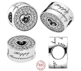 Charm Sterling silver 925 Happy Anniversary, stopper, clip bead for bracelet