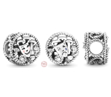 Sterling silver 925 Theatrical masks, tragedy and comedy, bead on bracelet symbol