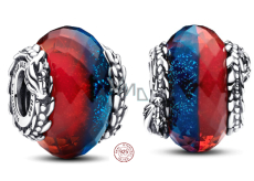 Charm Sterling silver 925 Game of Thrones Ice and Fire Dragon, double Murano glass bead on bracelet, film