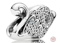 Charm Sterling silver 925 Majestic swan, bead on bracelet animal