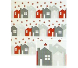 Nekupto Christmas gift wrapping paper 70 x 200 cm White, red-grey houses