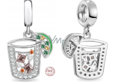Charm Sterling silver 925 Iced tea and sugar slice, food and drink bracelet pendant