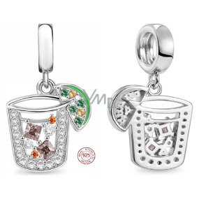 Charm Sterling silver 925 Iced tea and sugar slice, food and drink bracelet pendant