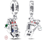 Charm Sterling silver 925 Sleigh with gifts, Christmas bracelet pendant