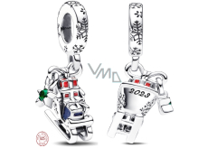 Charm Sterling silver 925 Sleigh with gifts, Christmas bracelet pendant