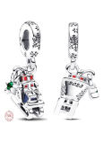 Charm Sterling silver 925 Sleigh with gifts, Christmas bracelet pendant