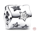 Charm Sterling silver 925 Glittering star with cutouts, clip bead for bracelet