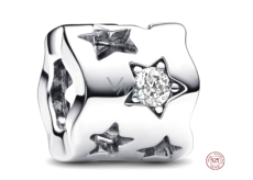 Charm Sterling silver 925 Glittering star with cutouts, bead clip on bracelet