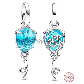 Charm Sterling silver 925 Blue Murano glass balloon, bracelet pendant symbol