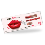Keep it Lippy Trio Lip Set Red matte lipstick 3,5 ml + lip pencil 0,2 g + shimmer lip gloss 1,9 ml, cosmetic set for women